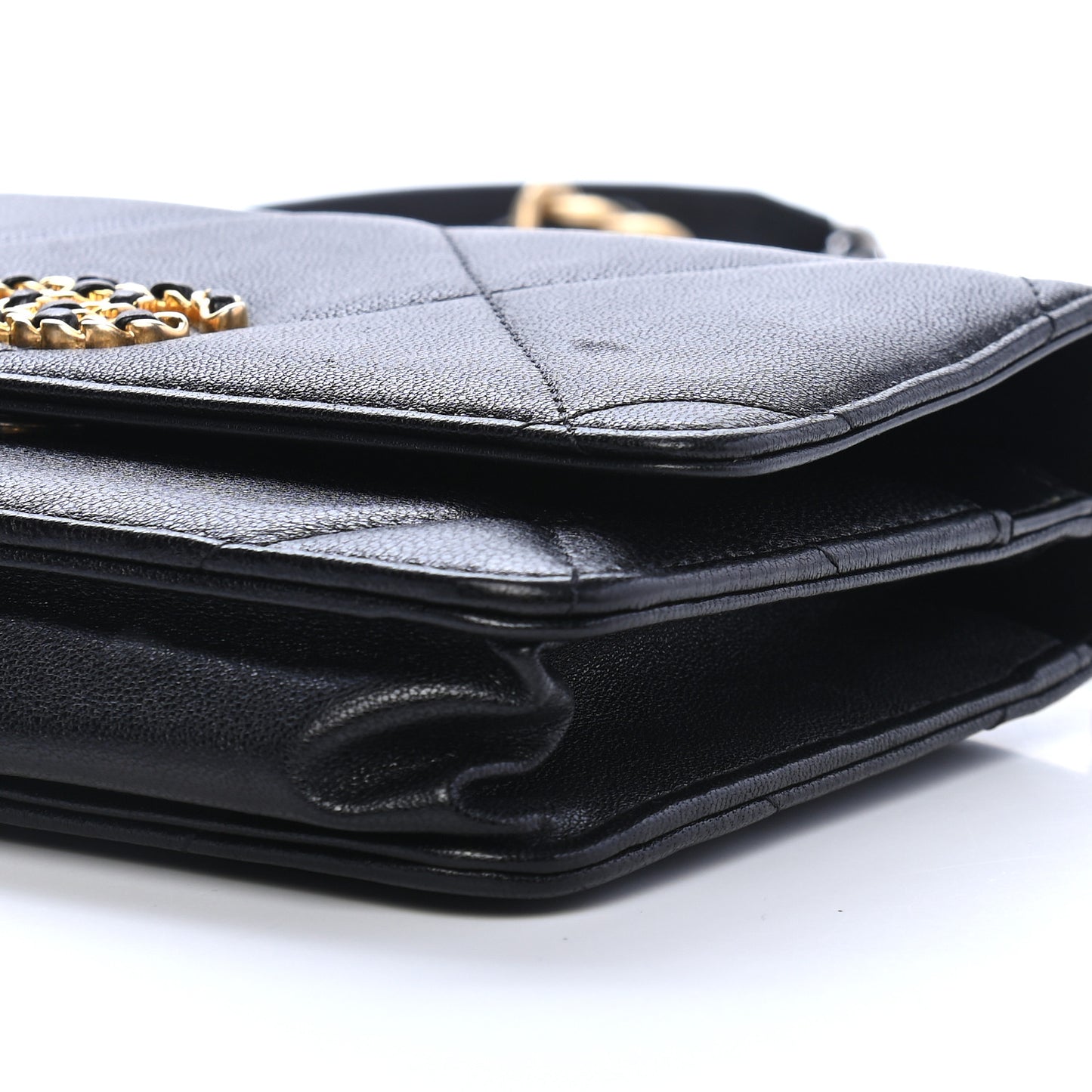 Lambskin Quilted Chanel 19 Wallet On Chain WOC Black