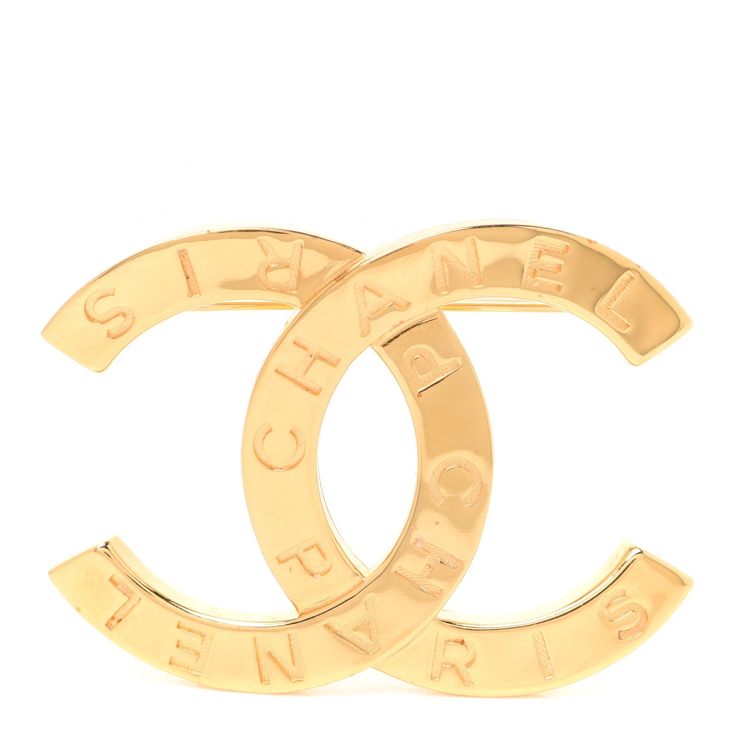 Metal Paris Button CC Large Brooch Gold
