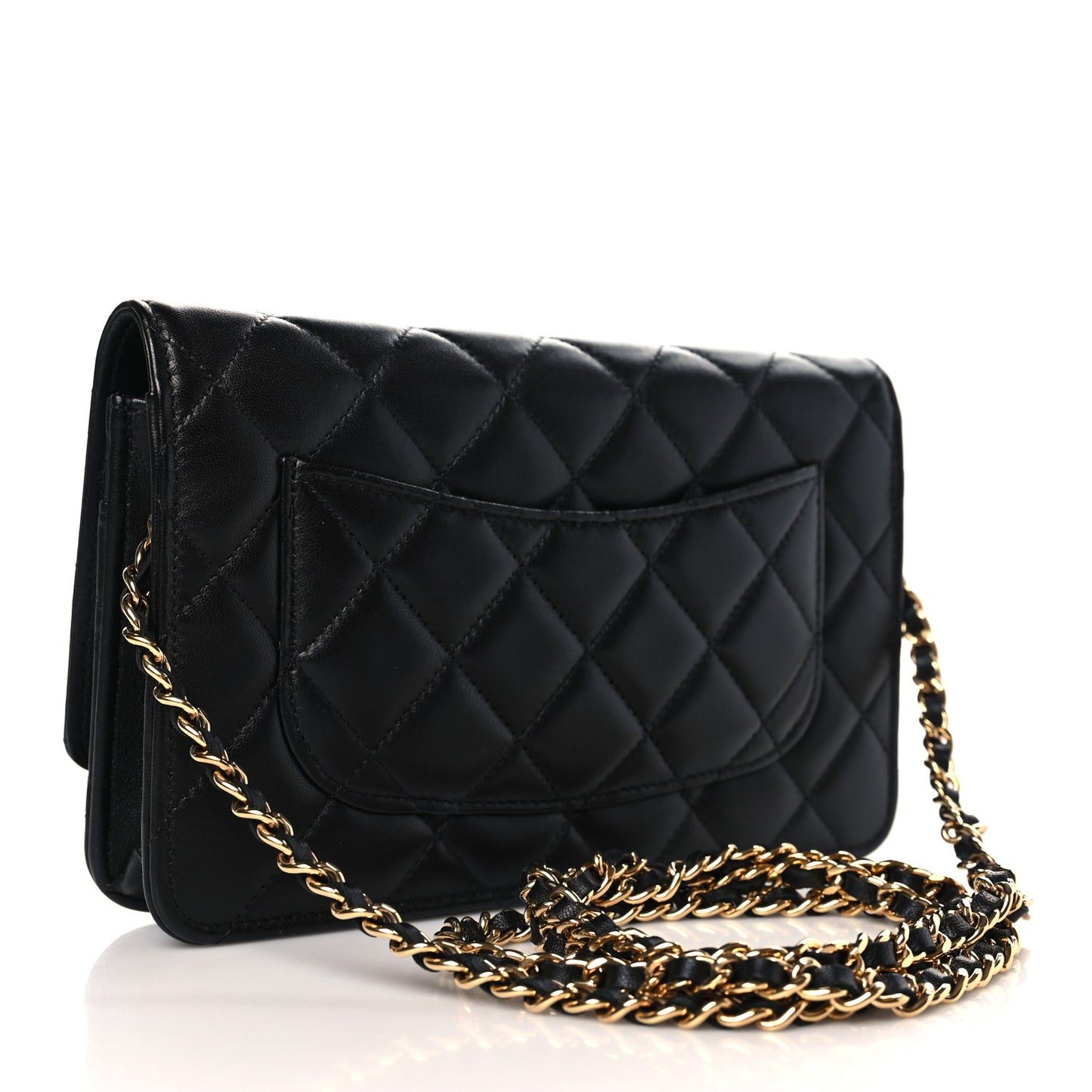 Lambskin Quilted Wallet On Chain WOC Black