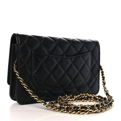 Chanel Lambskin Quilted Wallet On Chain WOC Black 3 of 11