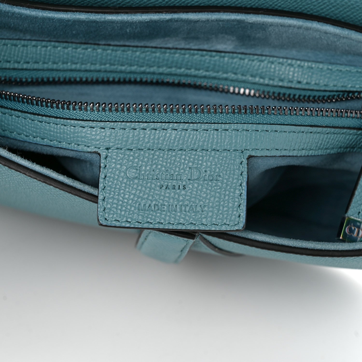 Christian Dior Grained Calfskin Saddle Bag Azure Blue 6 of 10