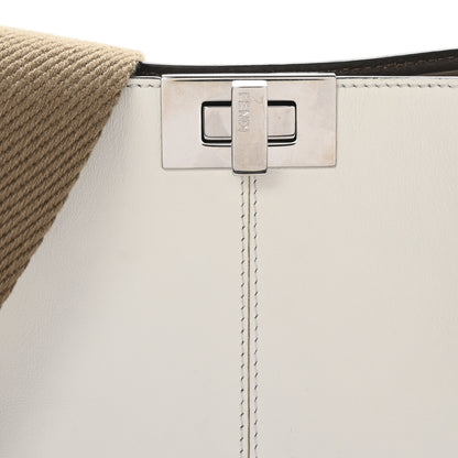 Fendi Vitello Seta Glazed Fabric FF 1974 Medium Peekaboo X-Lite Latte Mogano Panna 8 of 10