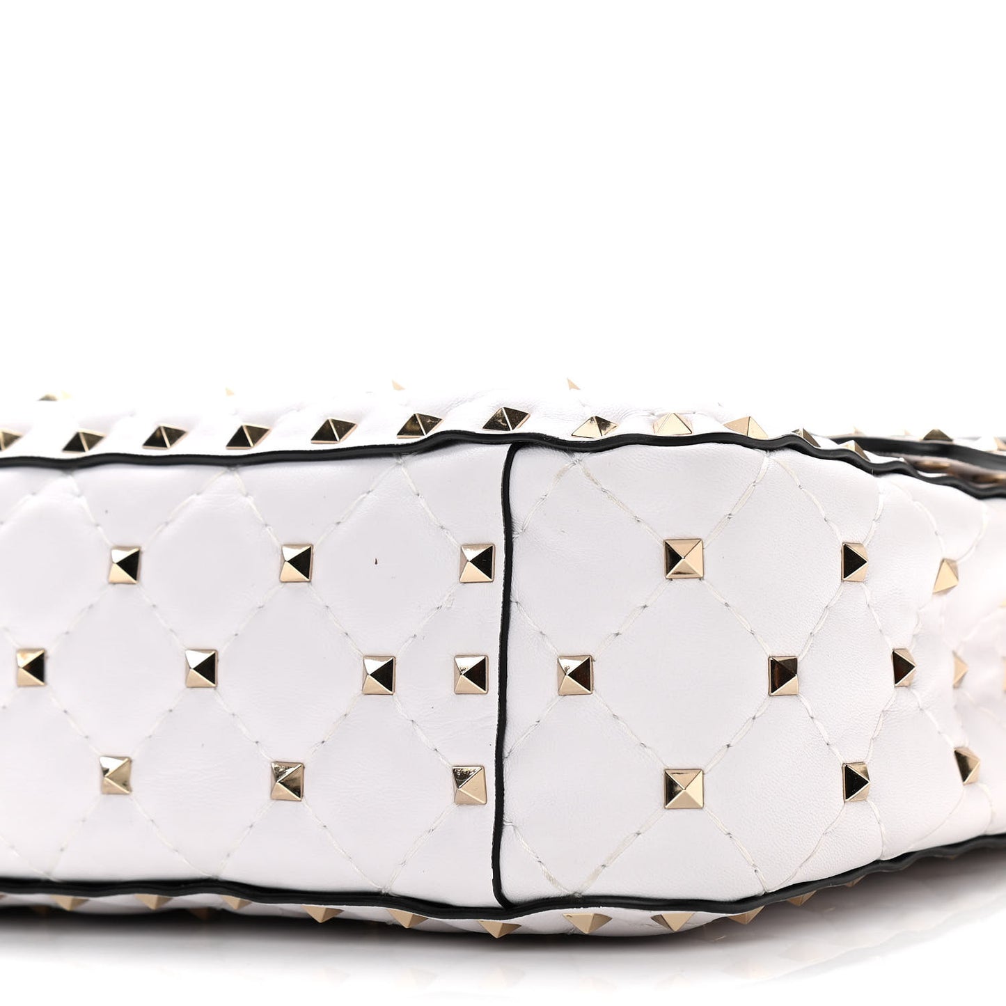 Lambskin VLTN Print Medium Rockstud Spike Shoulder Bag Optic White Black