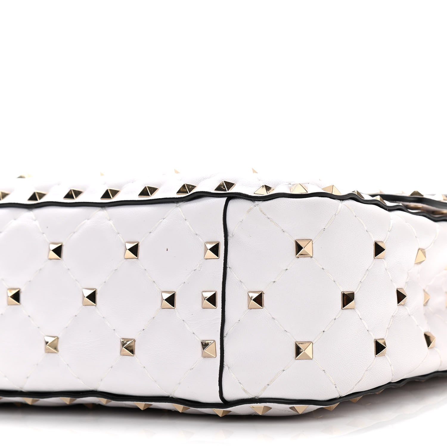 Valentino Garavani Lambskin VLTN Print Medium Rockstud Spike Shoulder Bag Optic White Black 9 of 9