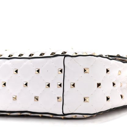 Valentino Garavani Lambskin VLTN Print Medium Rockstud Spike Shoulder Bag Optic White Black 9 of 9