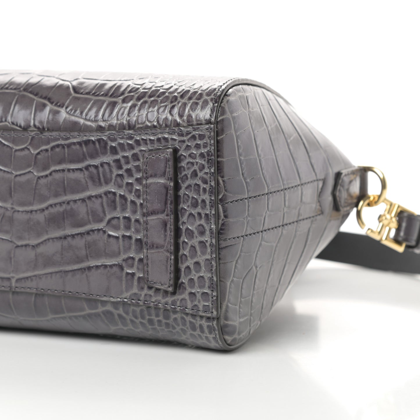 Calfskin Crocodile Embossed Mini Antigona Storm Grey
