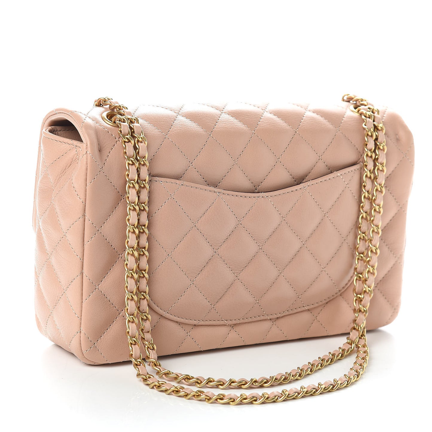Calfskin Quilted Rock The Corner Flap Beige