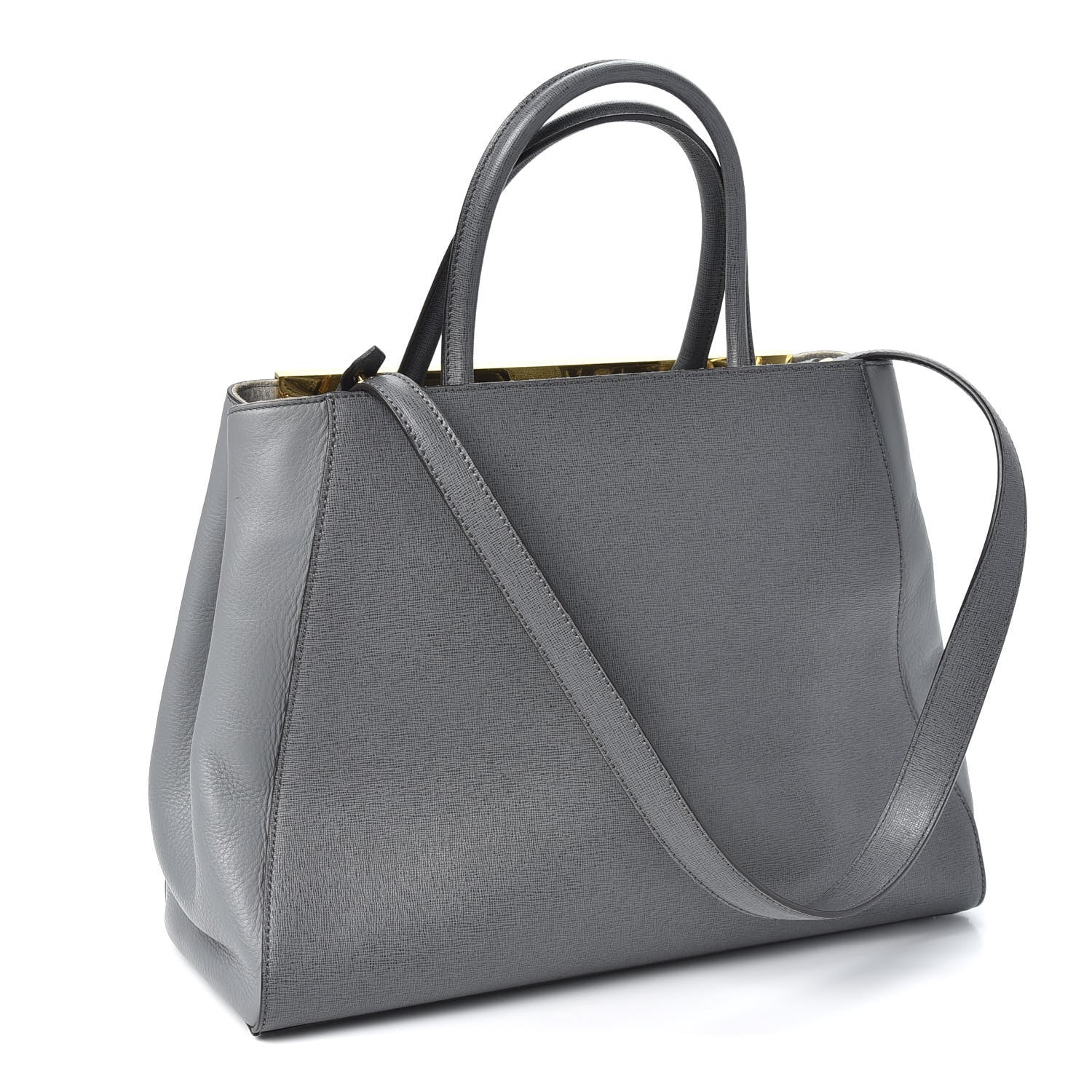 Fendi Vitello Elite Flamingo Regular 2Jours Tote Grigio Grigio Chiaro 2 of 9