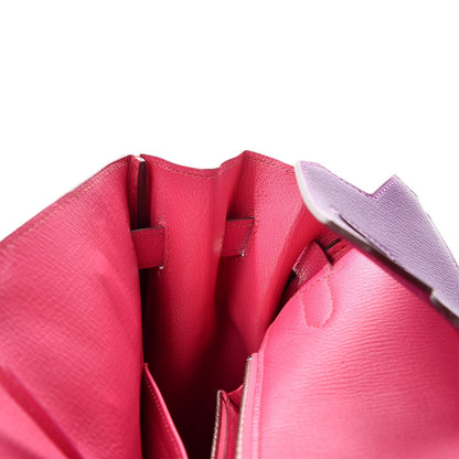 Hermes Chevre Mangalore Bi-Color Horseshoe Birkin 35 Ultraviolet Rose Tyrien 16 of 35