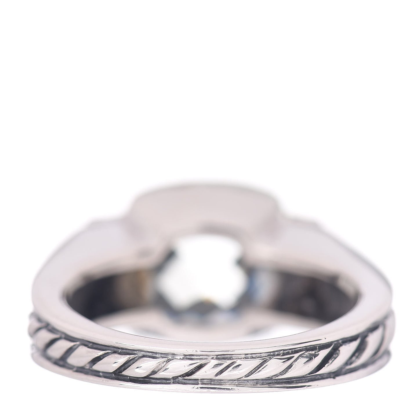 Sterling Silver Diamond Prasiolite 11mm Deco Ring 54 6.75