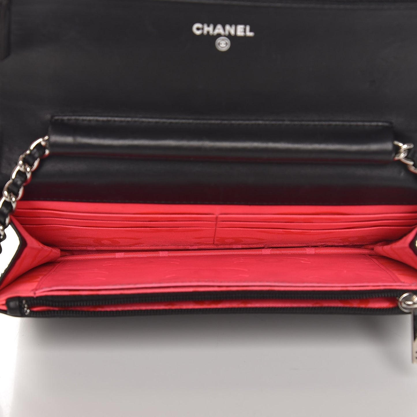 Calfskin Quilted Cambon Wallet On Chain WOC Black