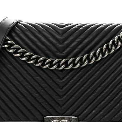Chanel Calfskin Chevron Quilted New Medium Boy Flap Black 8 of 19
