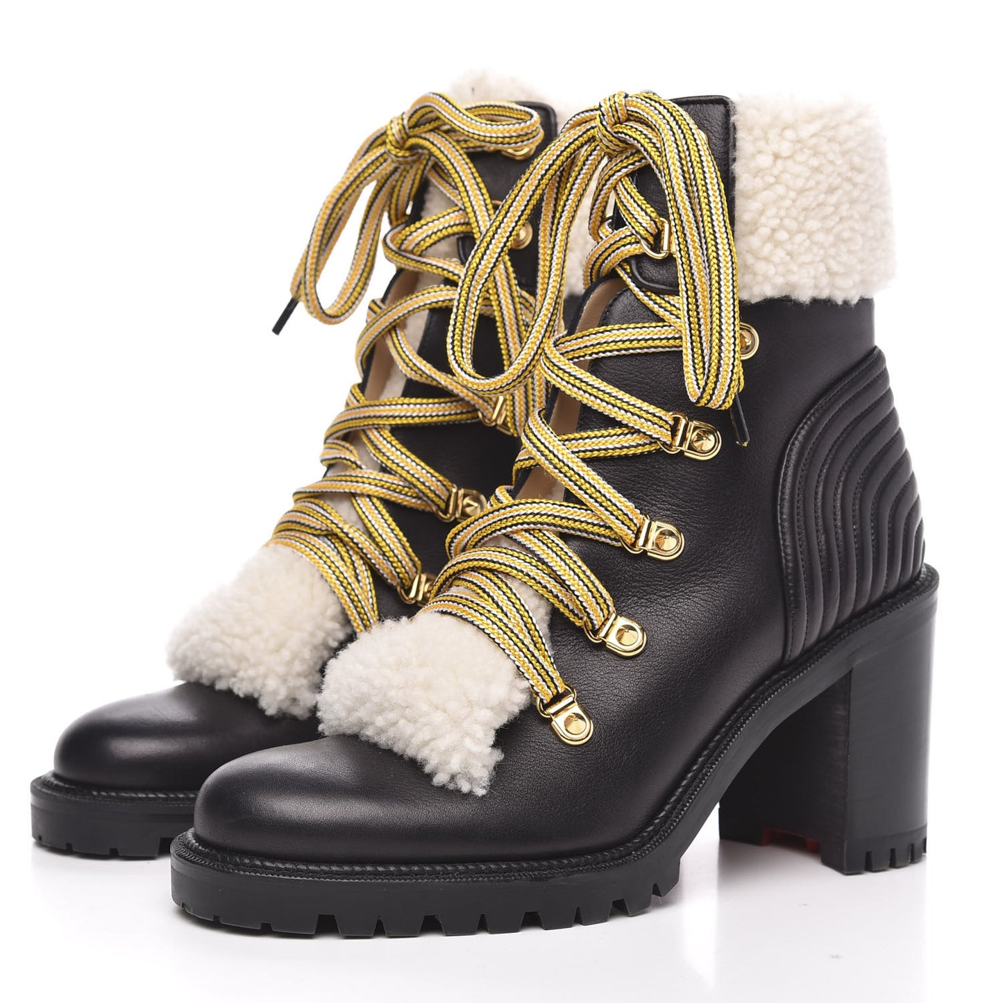 Calfskin Shearling Yetita 70 Hiker Booties 38 Black