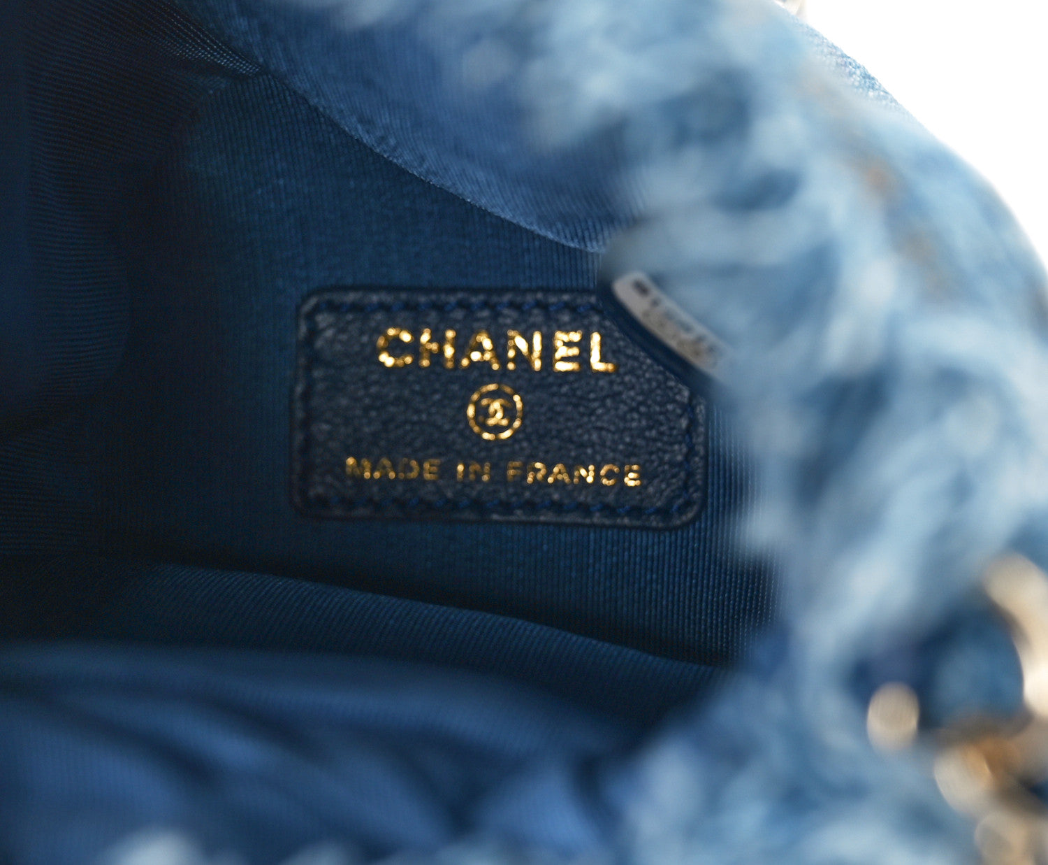 Chanel Denim Quilted Mood Mini Bucket With Chain Blue Multicolor 7 of 11