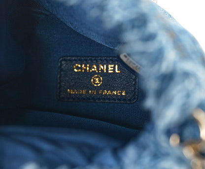 Chanel Denim Quilted Mood Mini Bucket With Chain Blue Multicolor 7 of 11