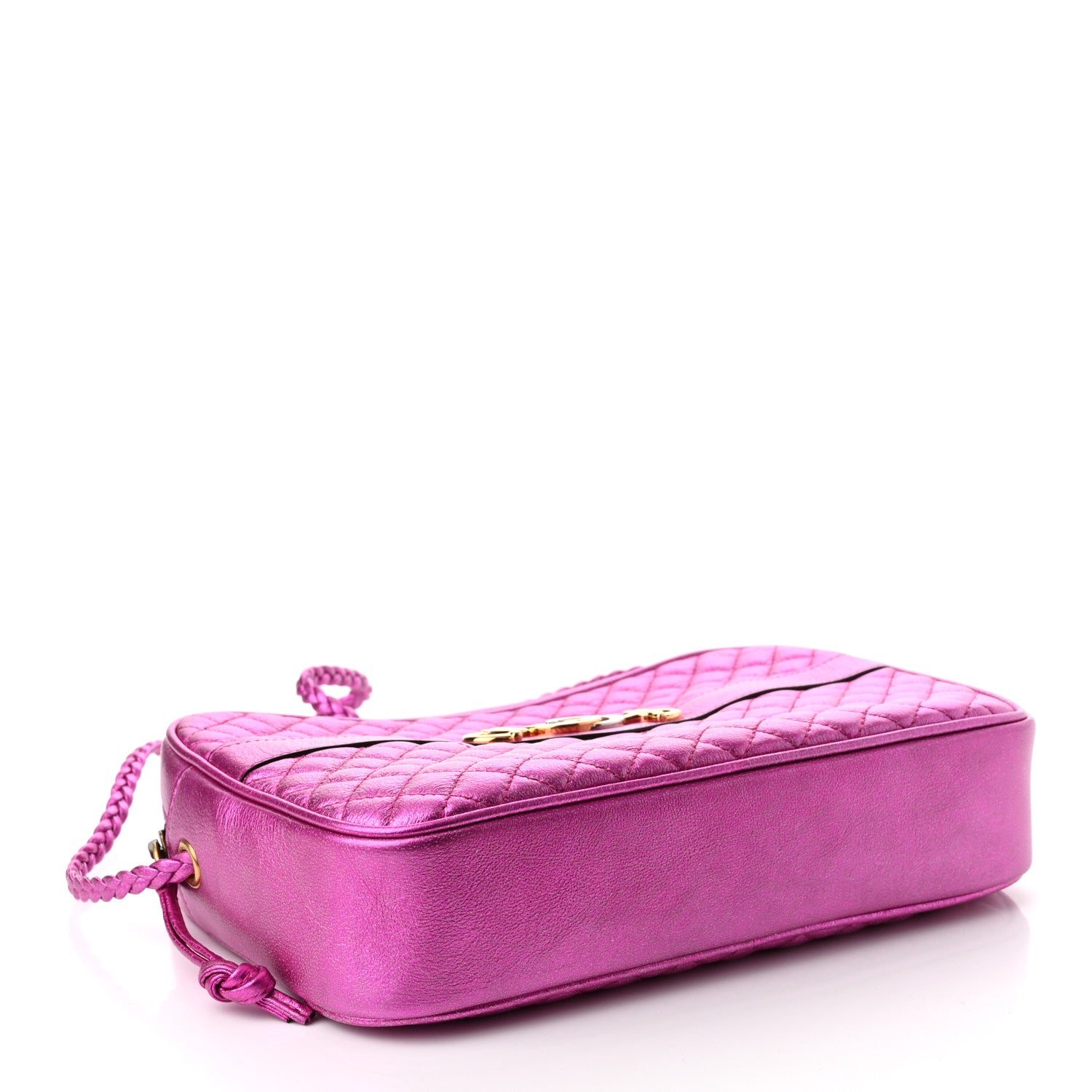 Gucci Laminated Nappa Trapuntata Small Zumi Shoulder Bag Fuxia 4 of 10