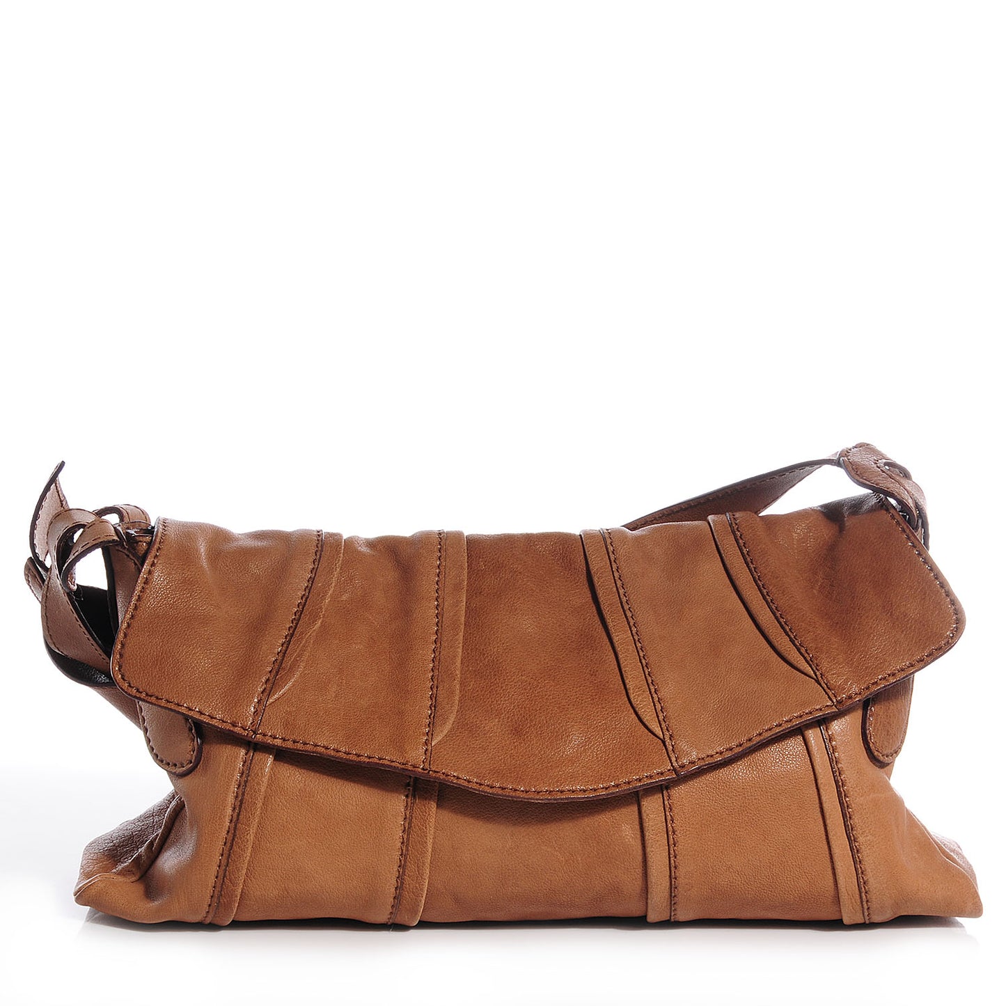Vitello Bow Shoulder Bag Brown