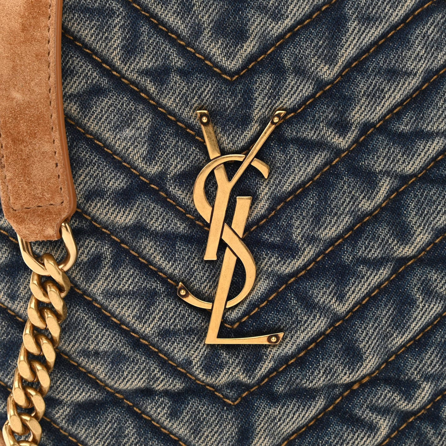 Denim Quilted Monogram Round Crossbody Bag Rodeo Blue