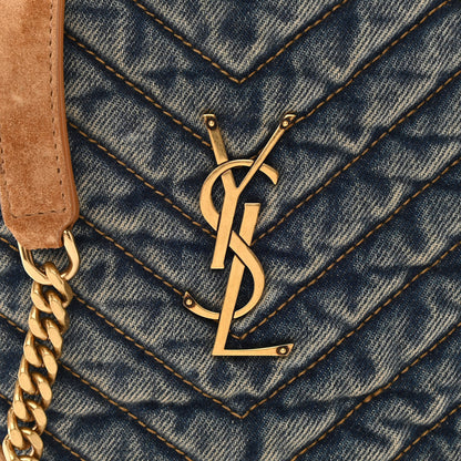 Saint Laurent Denim Quilted Monogram Round Crossbody Bag Rodeo Blue 8 of 10