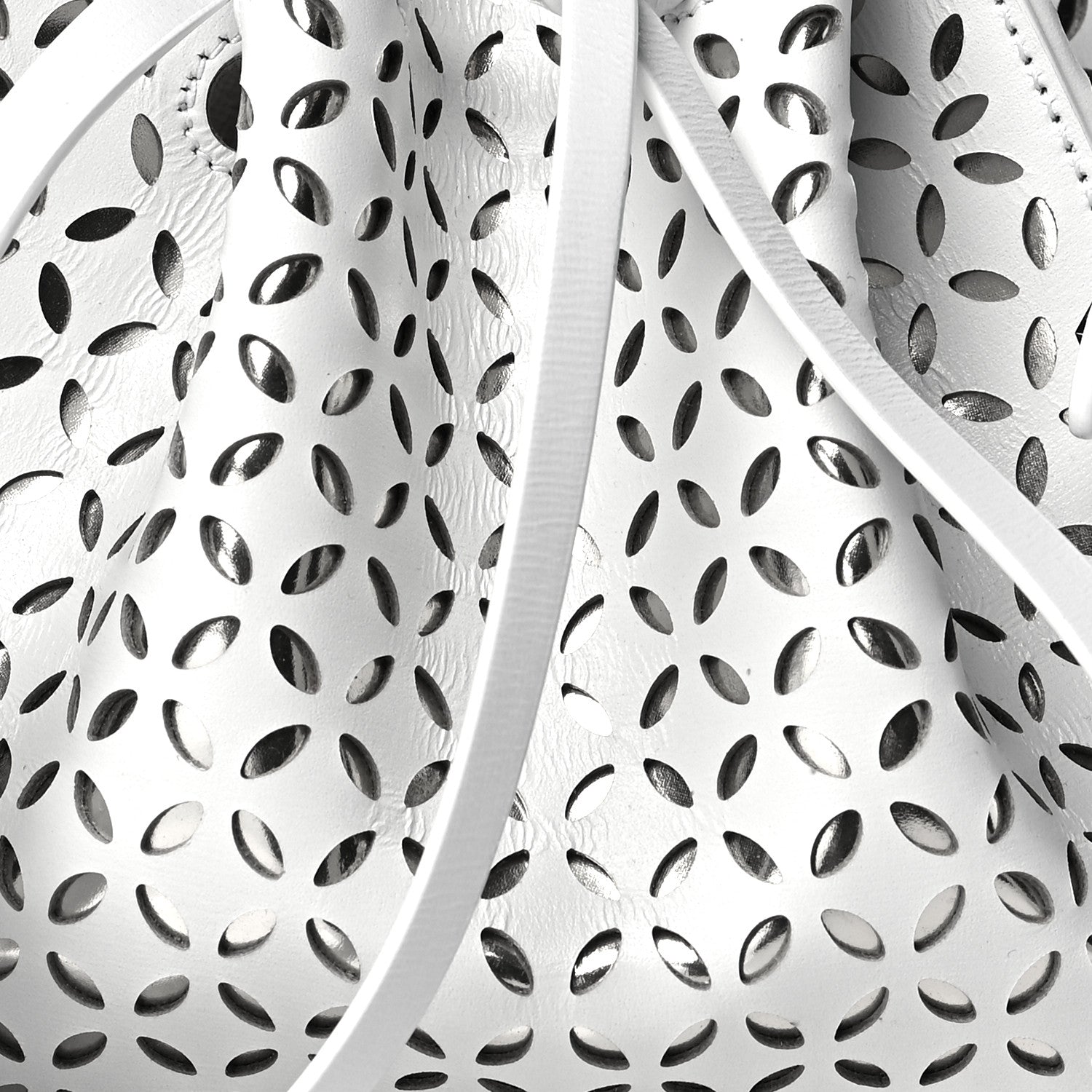 Alaia Calfskin Laser Cut Rose-Marie 19 Bag White 6 of 8