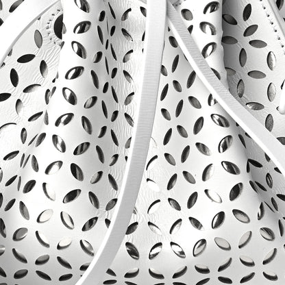 Alaia Calfskin Laser Cut Rose-Marie 19 Bag White 6 of 8