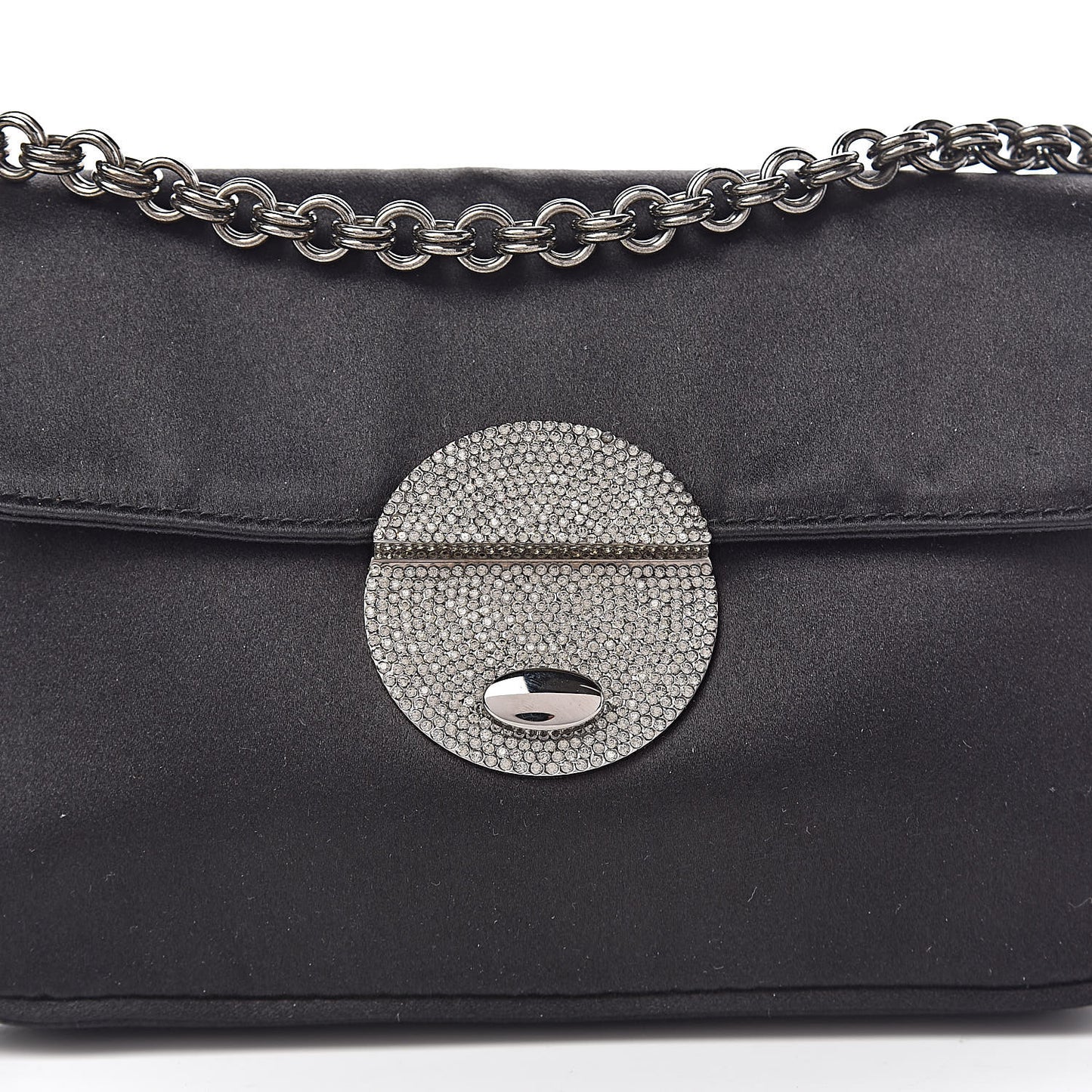 Satin Crystal Clutch Black
