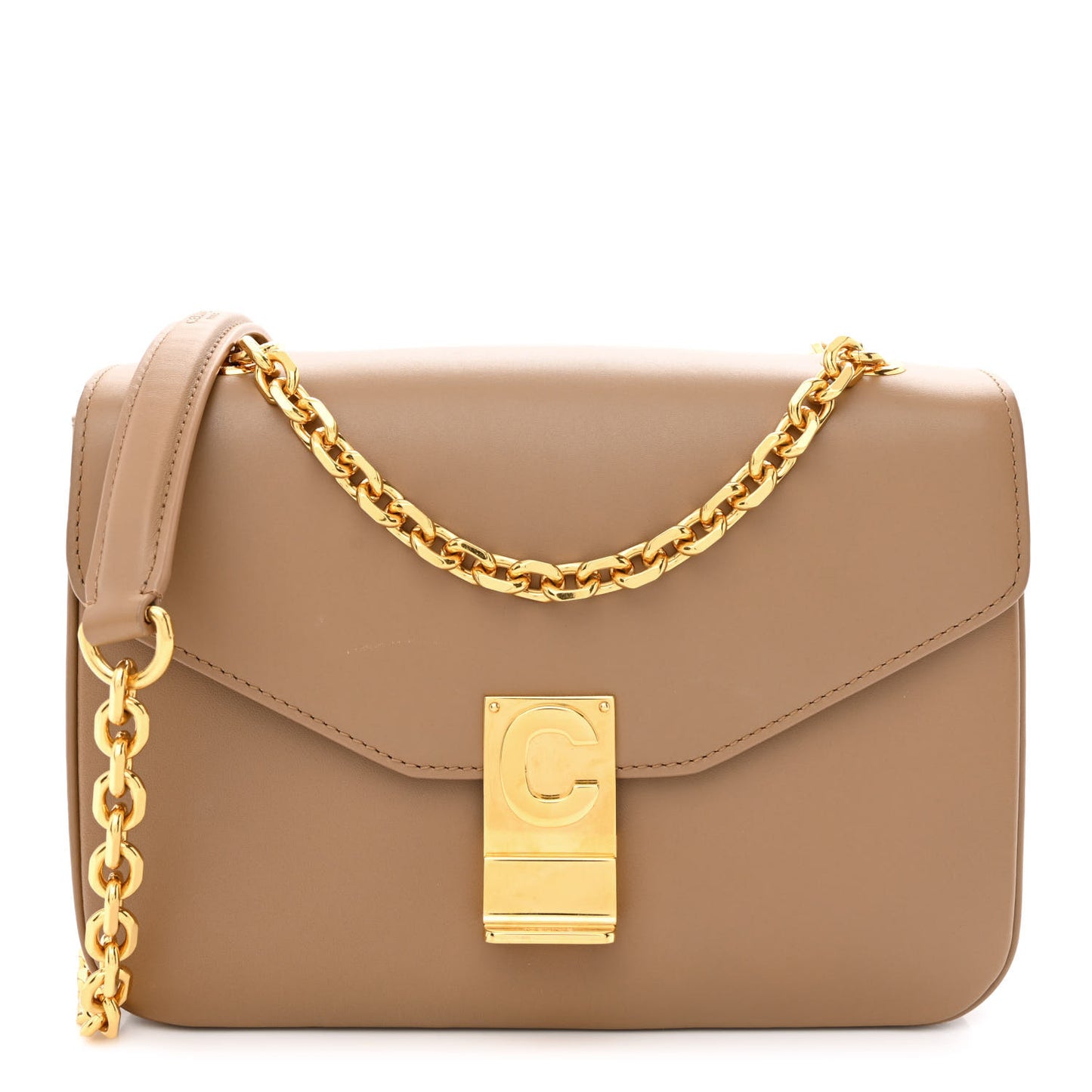 Shiny Calfskin Medium C Bag Light Camel