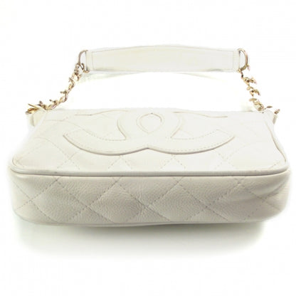 Chanel Caviar Quilted Pochette White 4 of 11