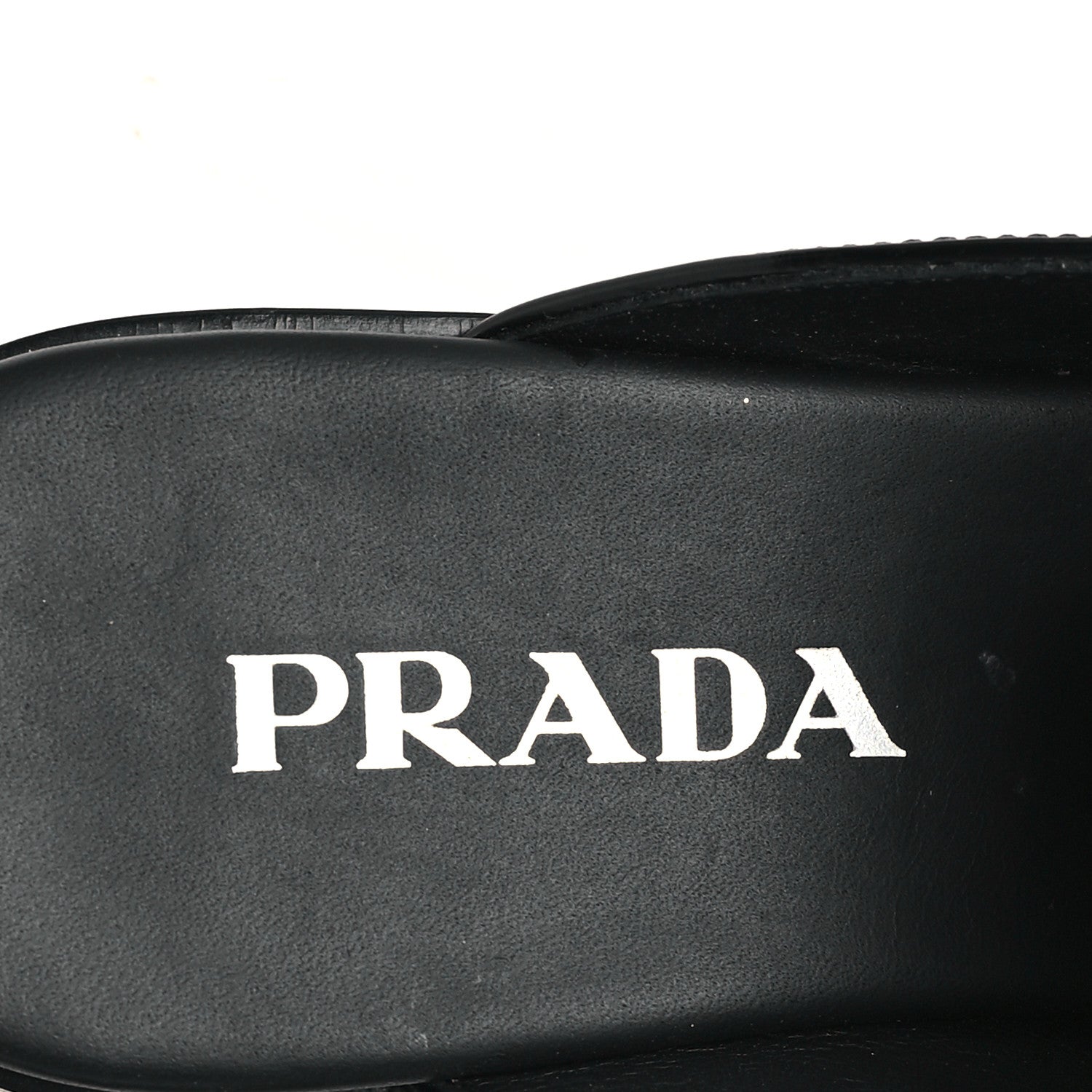 Prada City Calfskin Metal Triangle Logo 20mm Flat Mules 37 Black 8 of 9