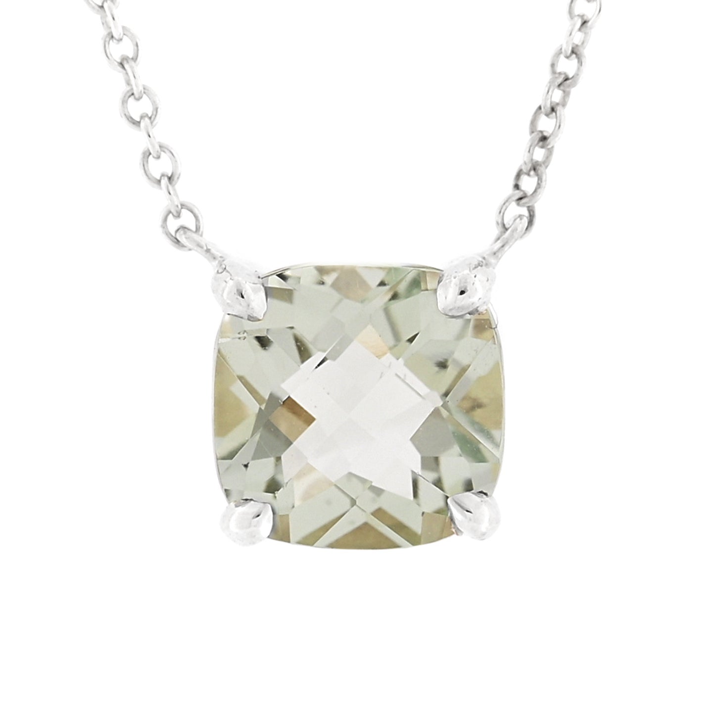Sterling Silver Prasiolite Sparklers Pendant Necklace
