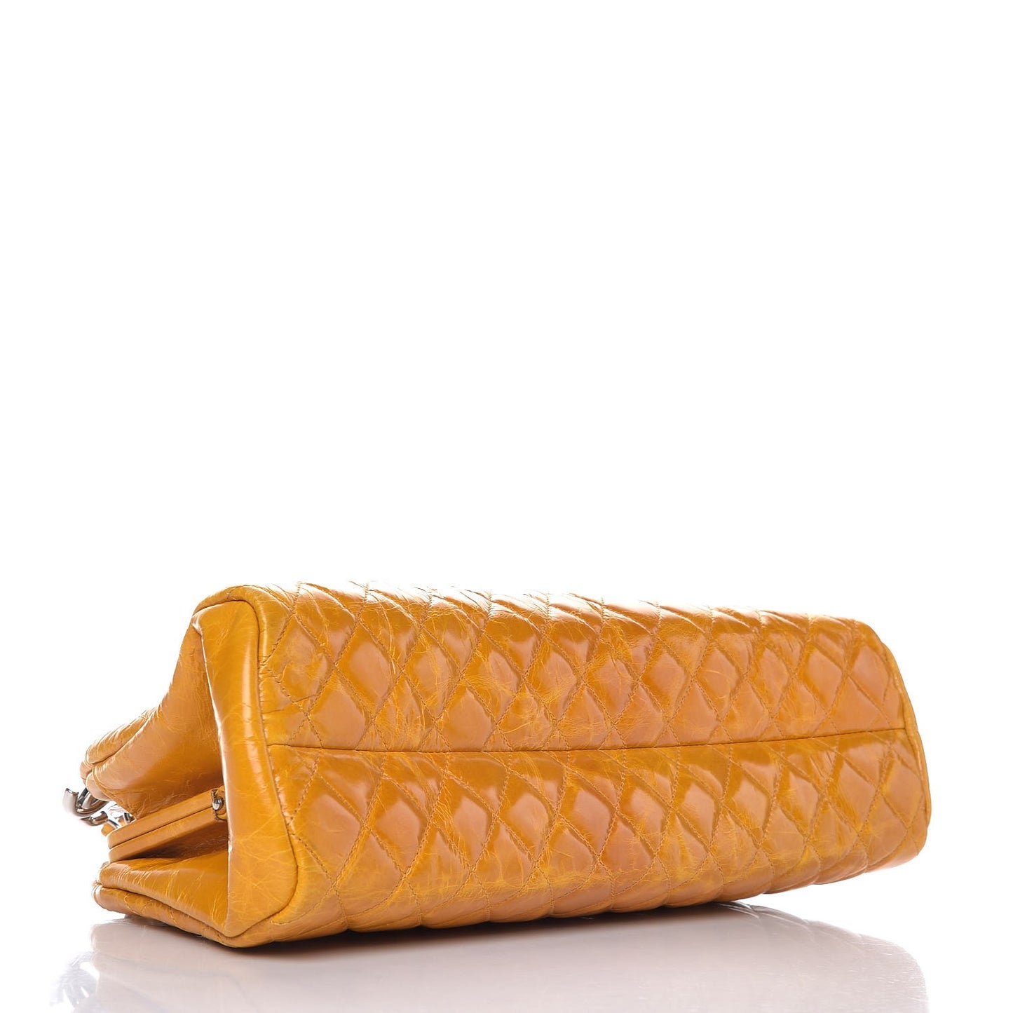 Glazed Calfskin Quilted Medium Just Mademoiselle Bowling Bag Dark Orange