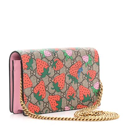 Gucci GG Supreme Monogram Strawberry Chain Wallet 3 of 14