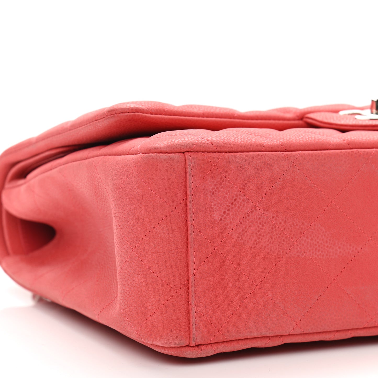 Iridescent Caviar Quilted Maxi Double Flap Dark Pink