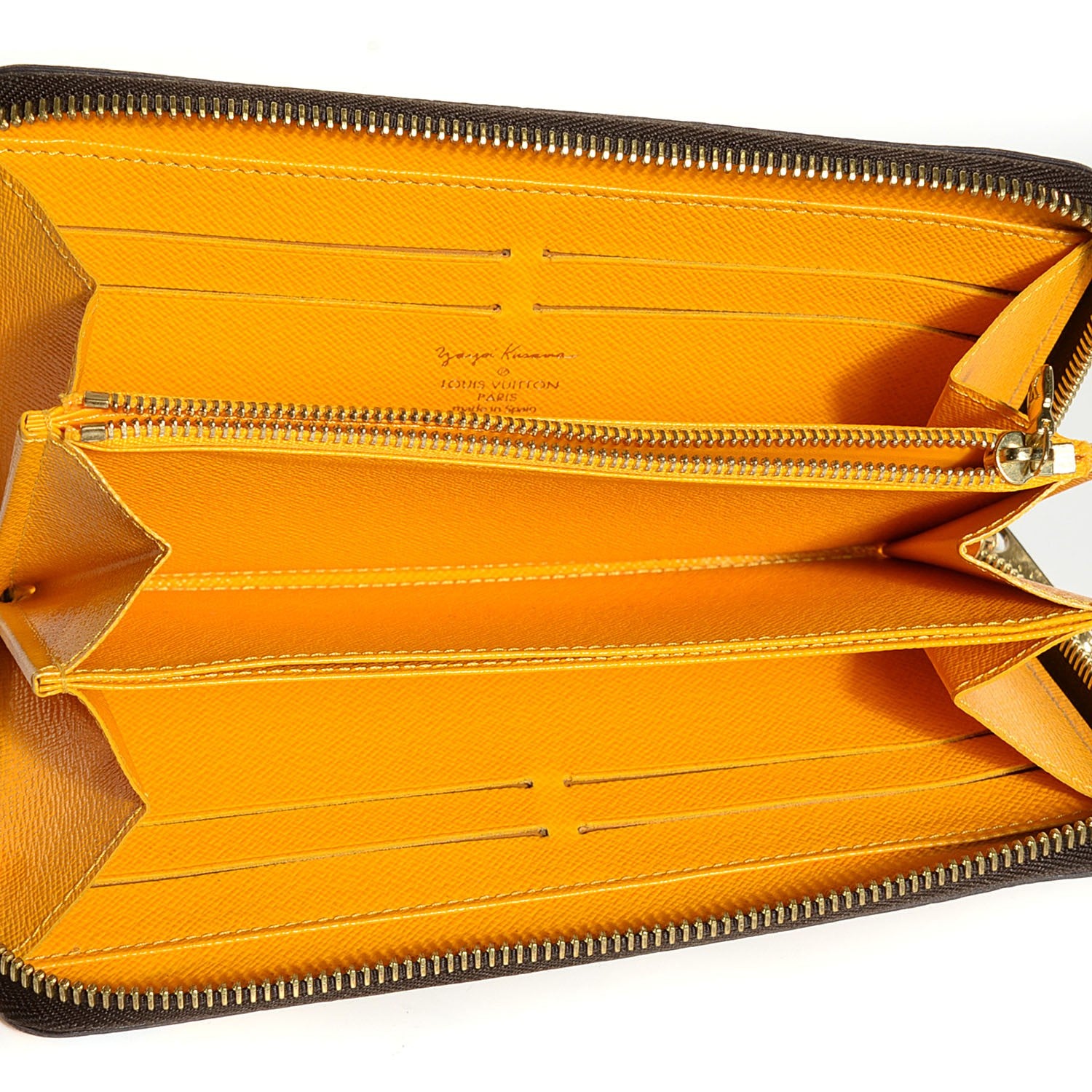 Louis Vuitton Monogram Kusama Pumpkin Dots Zippy Wallet Yellow 6 of 8