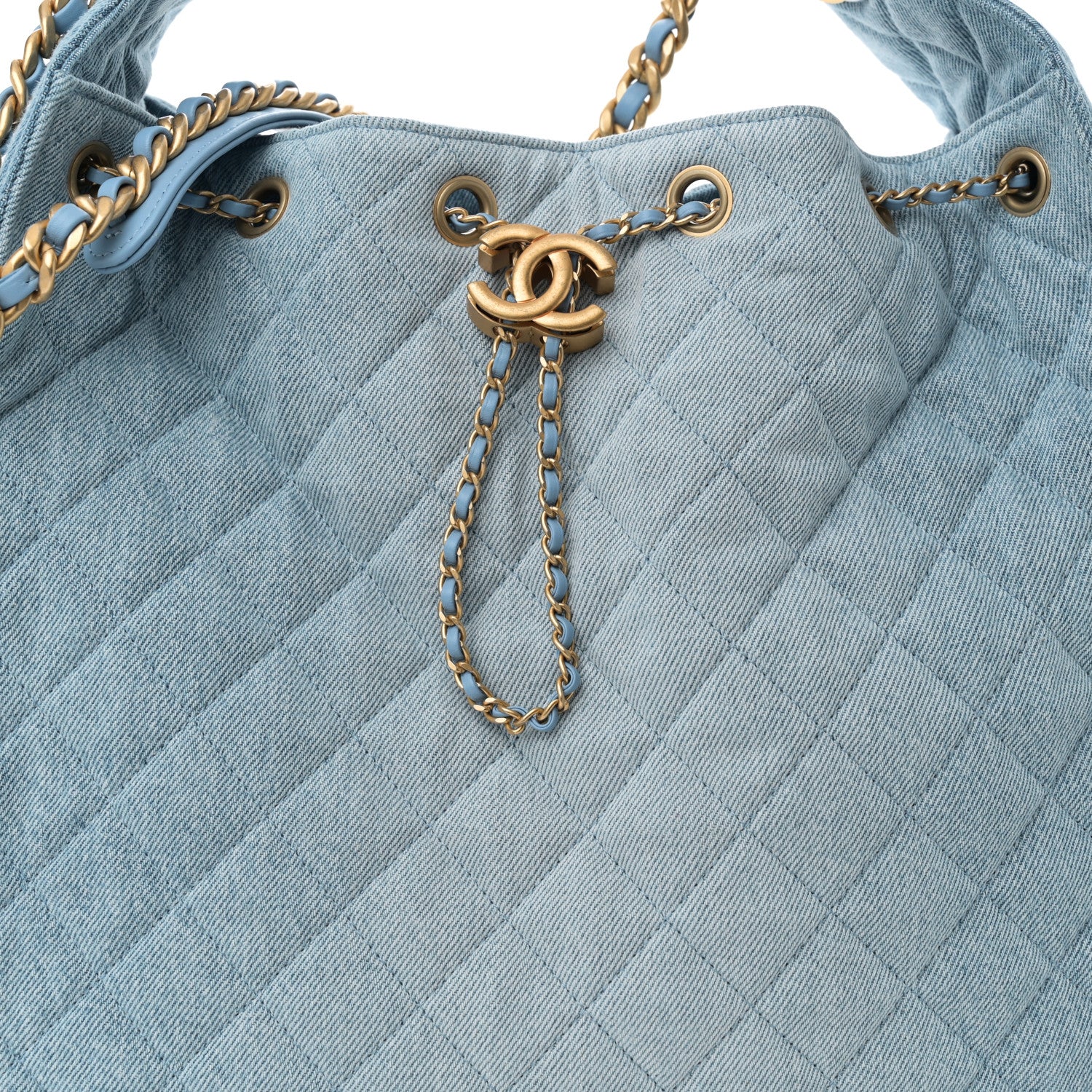 Chanel Washed Denim Quilted Medium Chanel 25 Handbag Blue 9 of 11