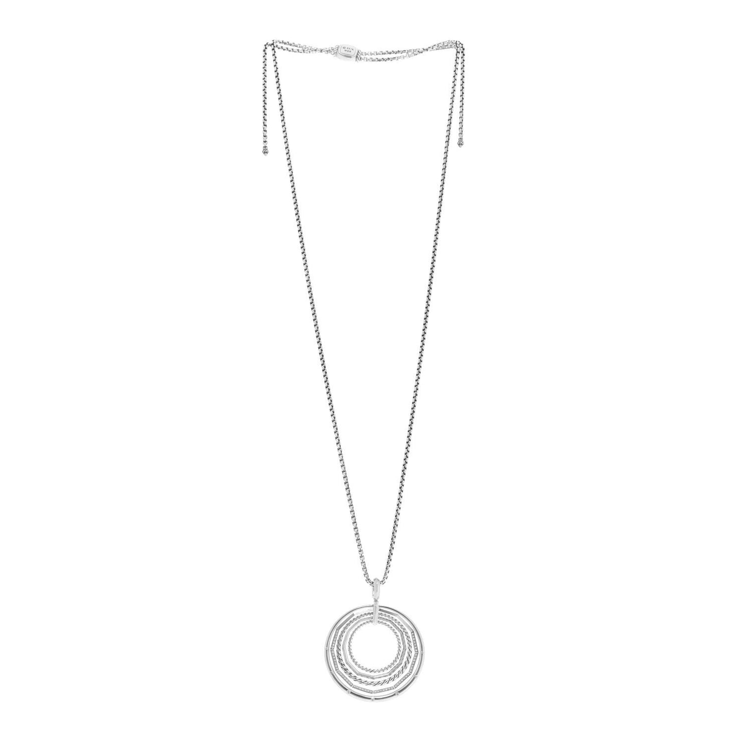 Sterling Silver Diamond Large Stax Pendant Necklace