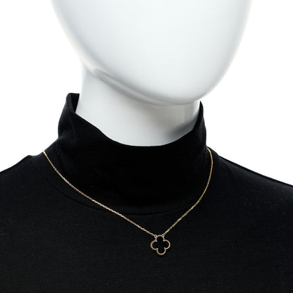 Van Cleef & Arpels 18K Yellow Gold Black Onyx Vintage Alhambra Pendant Necklace 2 of 5