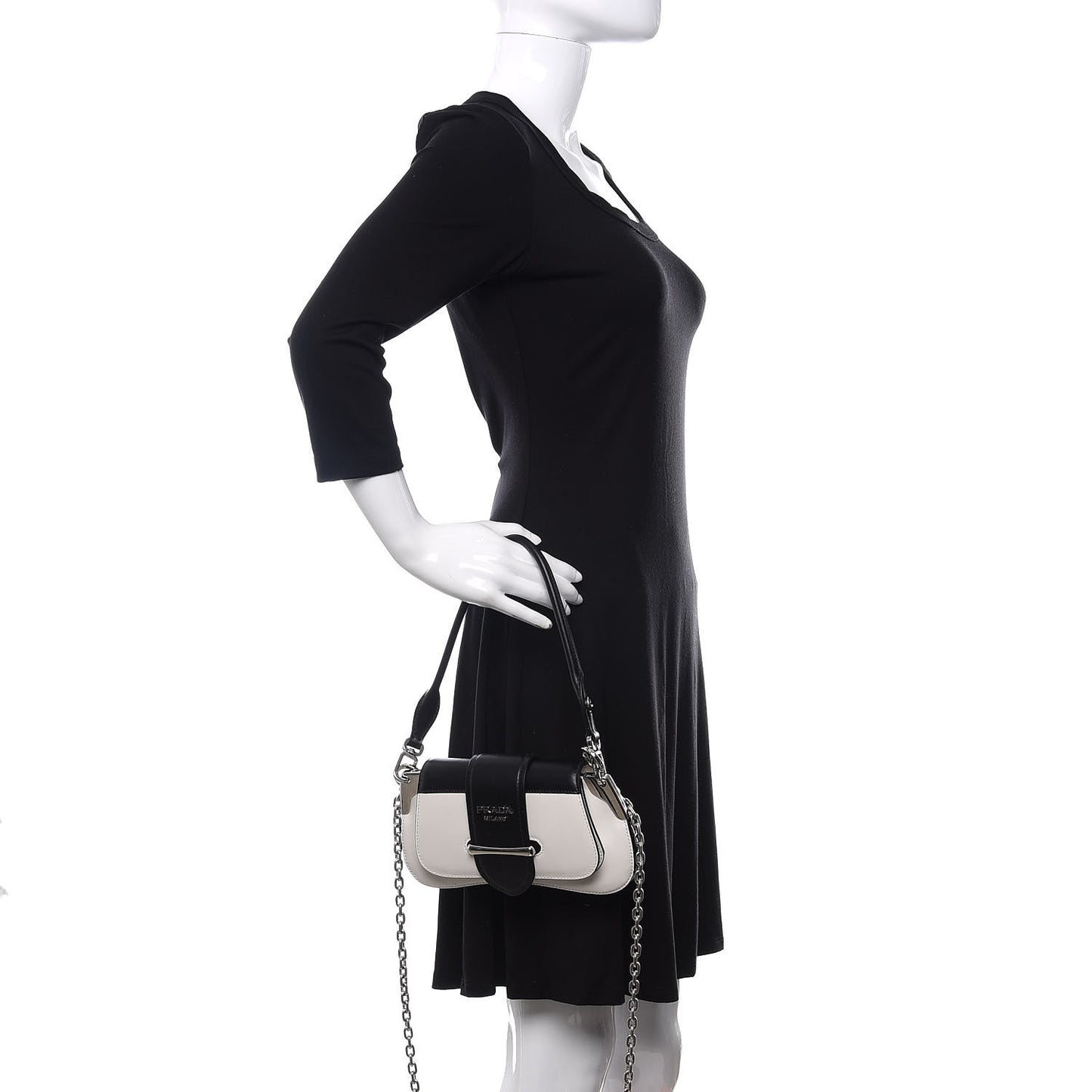 City Calfskin Sidonie Shoulder Bag White Black