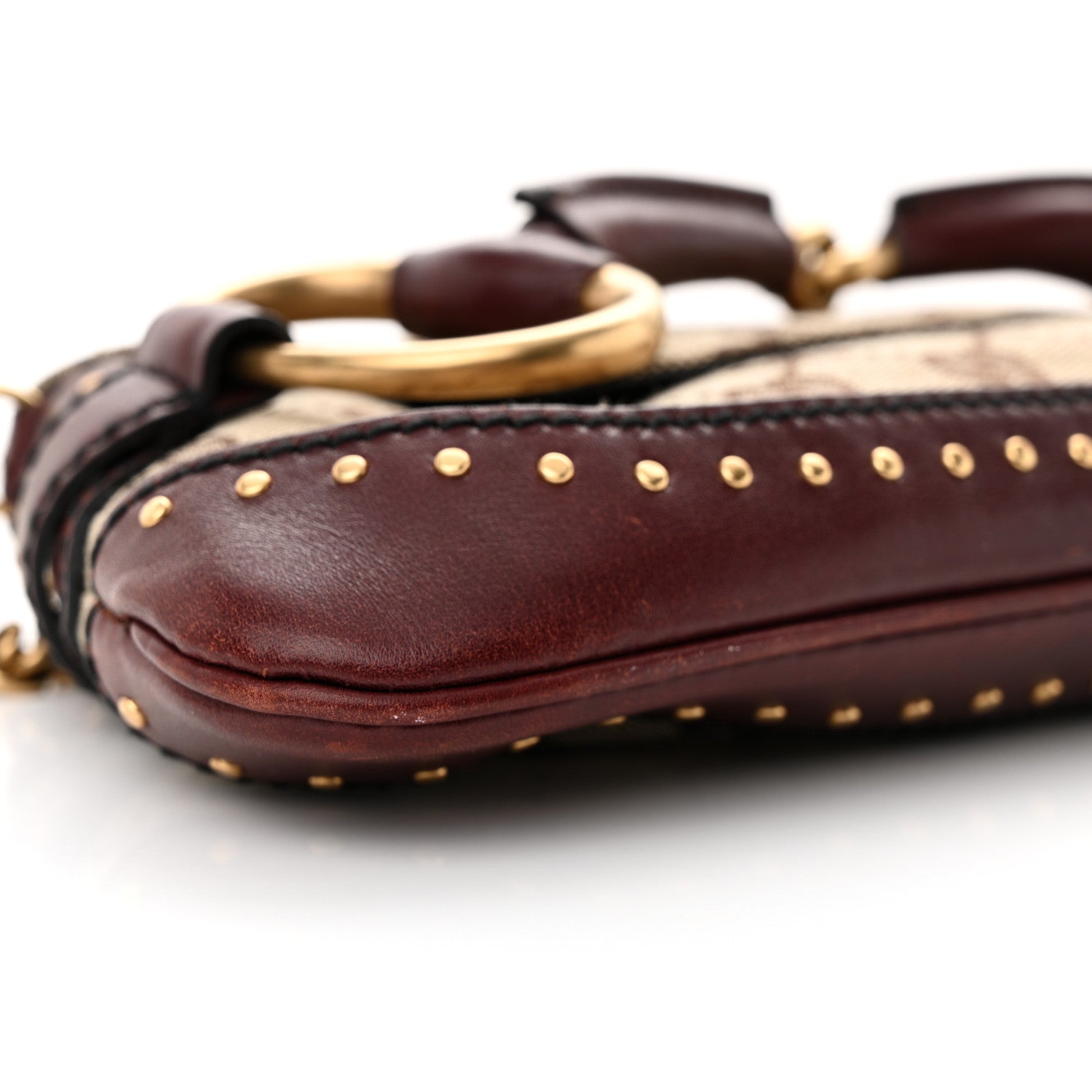 Gucci Monogram Studded Small Horsebit Clutch Bordeaux 9 of 14