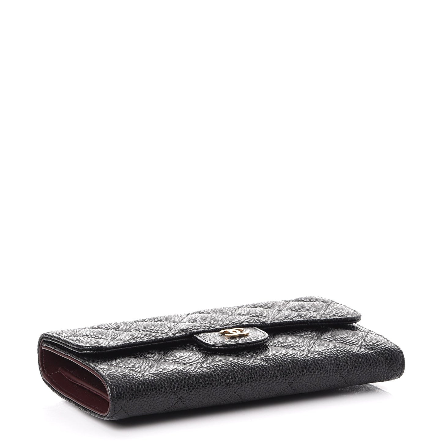 Caviar Quilted Large Flap Wallet Black