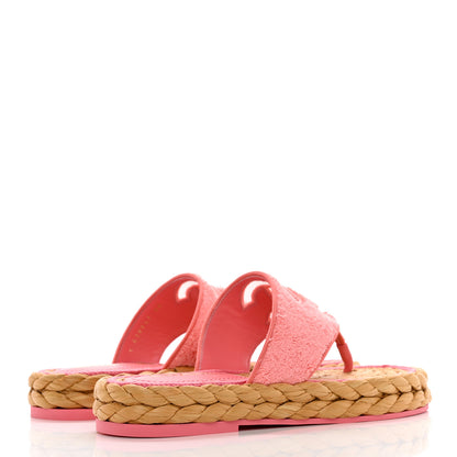 Chanel Terry Cloth Raffia CC Logo Thong Sandals 38 Pink 4 of 10
