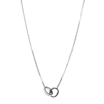 Cartier 18K White Gold Black Ceramic Diamond Interlocking LOVE Necklace 1 of 4
