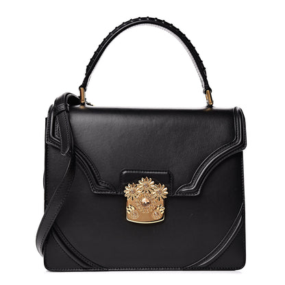 Alexander McQueen Calfskin Flower Top Handle Black 1 of 13