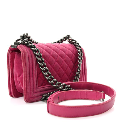 Chanel Velvet Quilted Small Boy Flap Pink 3 of 12
