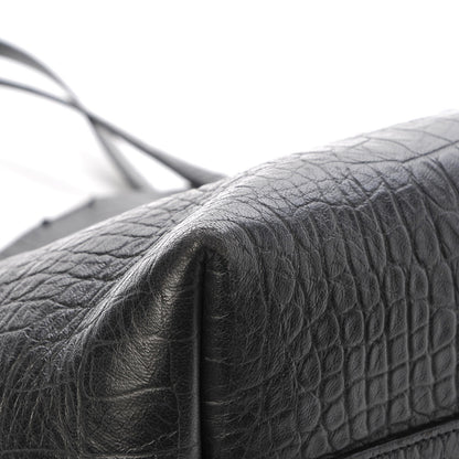 Saint Laurent Calfskin Crocodile Embossed Large Shopper Tote Black 14 of 16