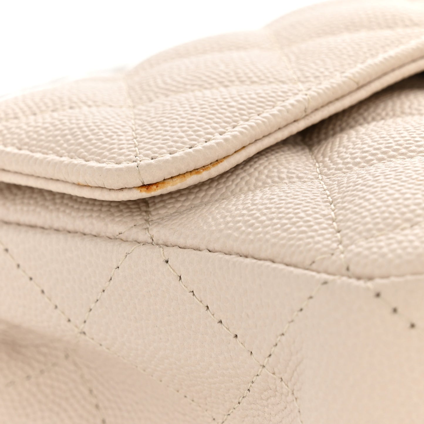 Caviar Quilted Mini Rectangular Flap Light Beige