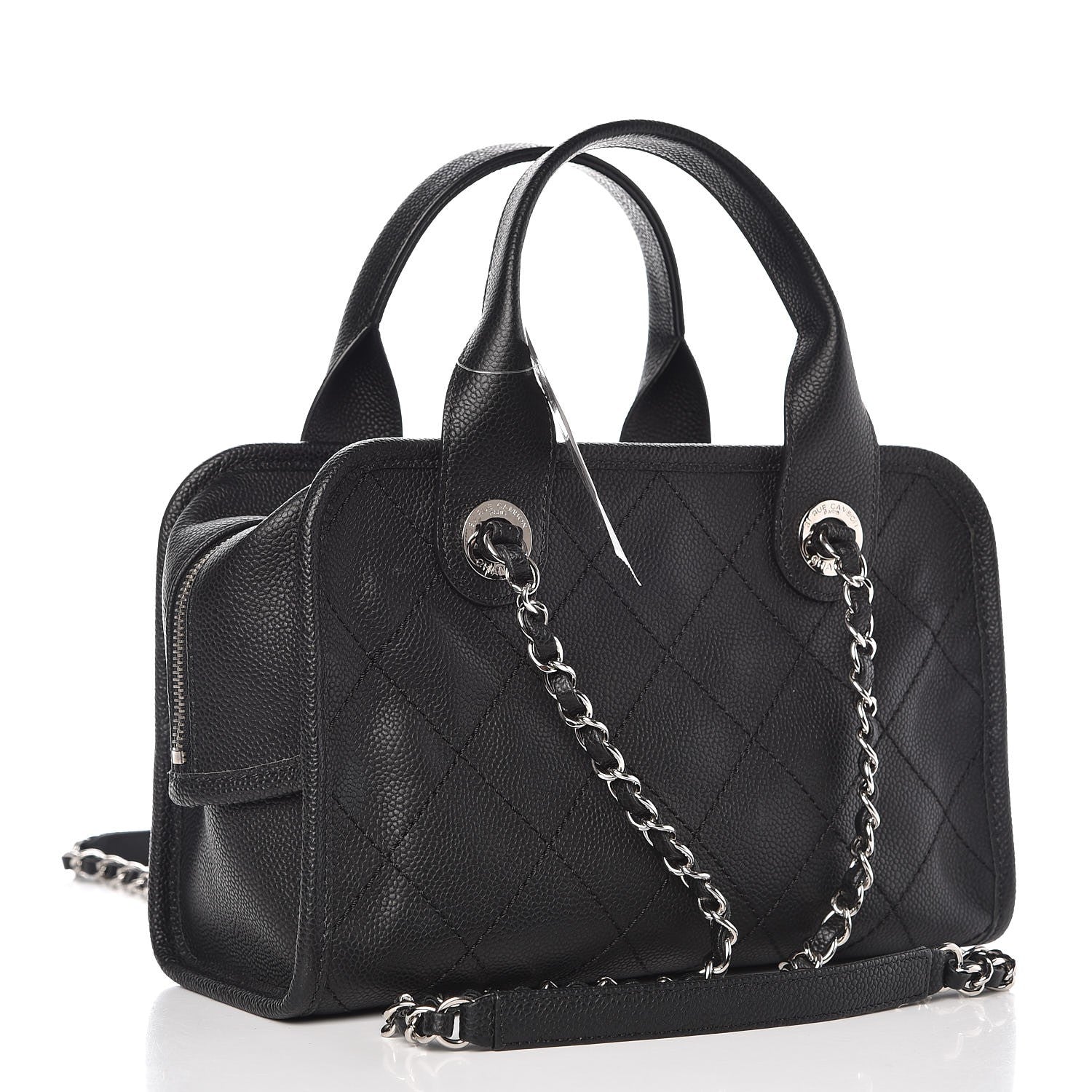 Chanel Caviar Quilted Small Deauville Bowling Bag Black 3 of 8