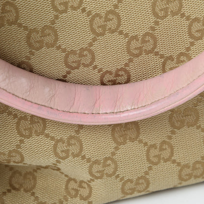 Gucci GG Monogram Medium Web Handle Bucket Tote Pink Blue 16 of 17