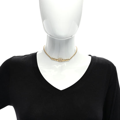 Chanel Crystal CC Heart Link Choker Necklace Gold 2 of 4