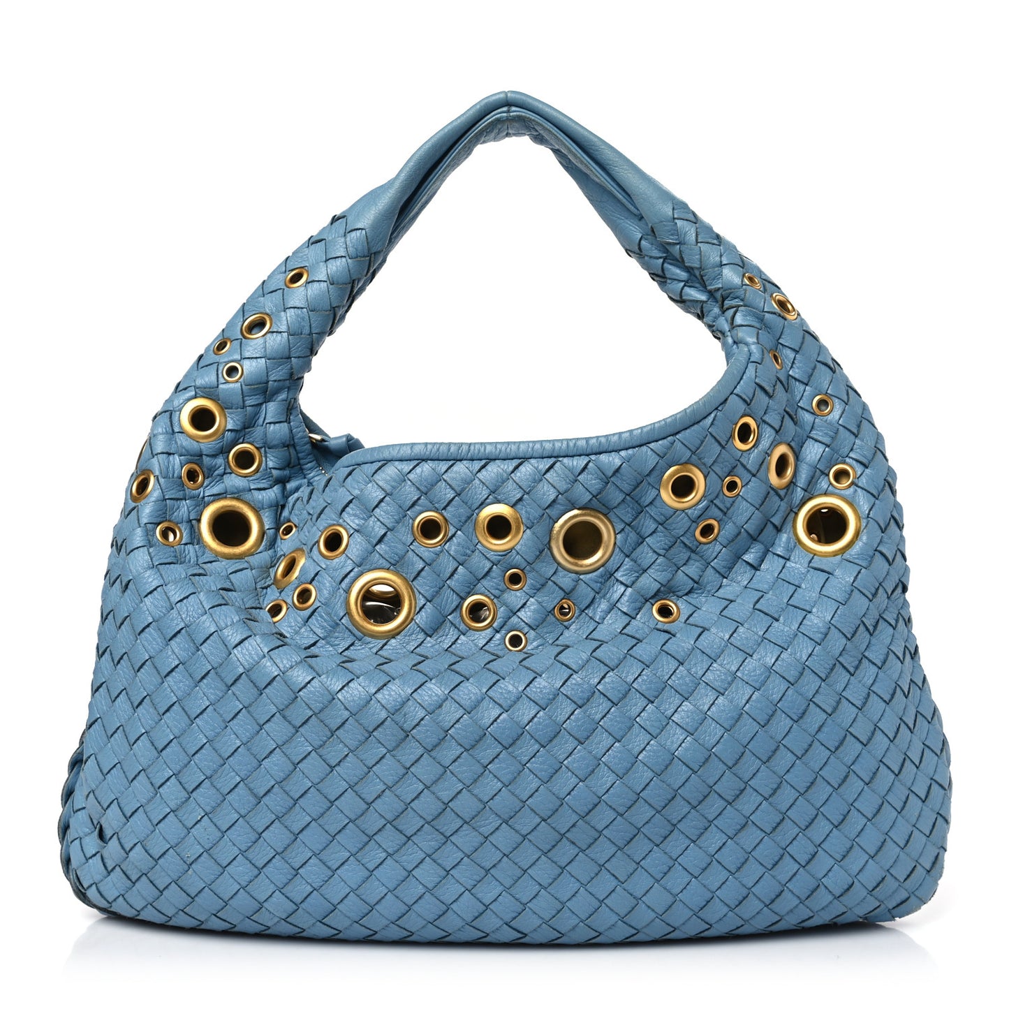 Nappa Intrecciato Grommet Medium Veneta Hobo Blue